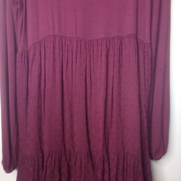 Threads & States Dress S Women Long Sleeve Turtle Neck Textured Red Maroon - Picture 15 of 16